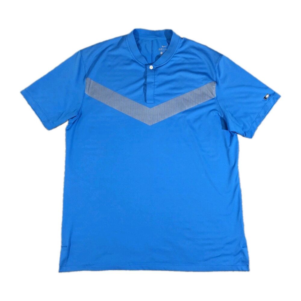 Nike Tiger Woods Vapor Blade Collar Golf Polo Shirt Mens Large Blue